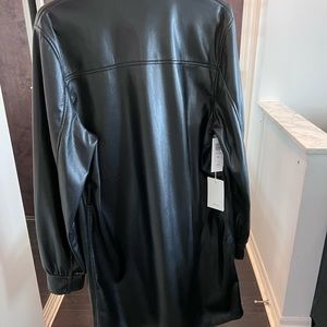 Vegan leather belted shirt dress